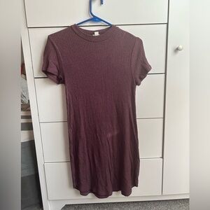 Garage Ribbed Knit Short Sleeve Mini Dress